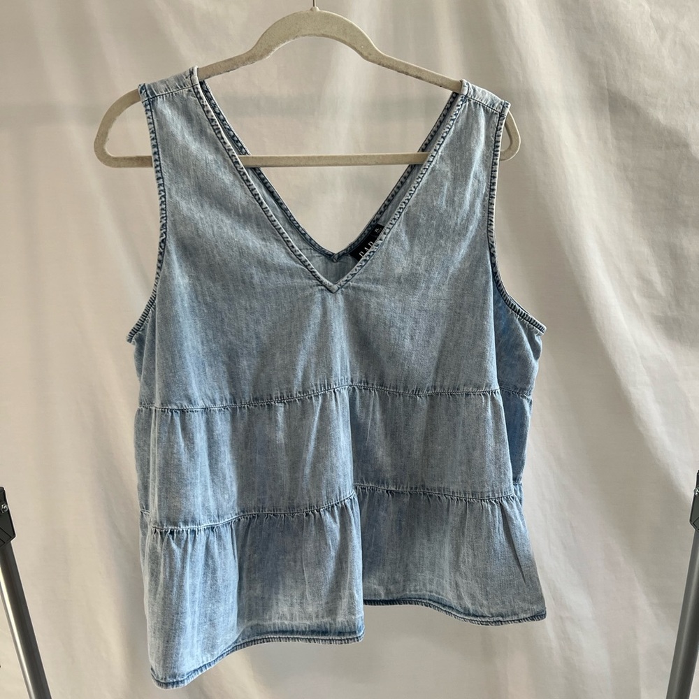 GAP denim ruffle top
